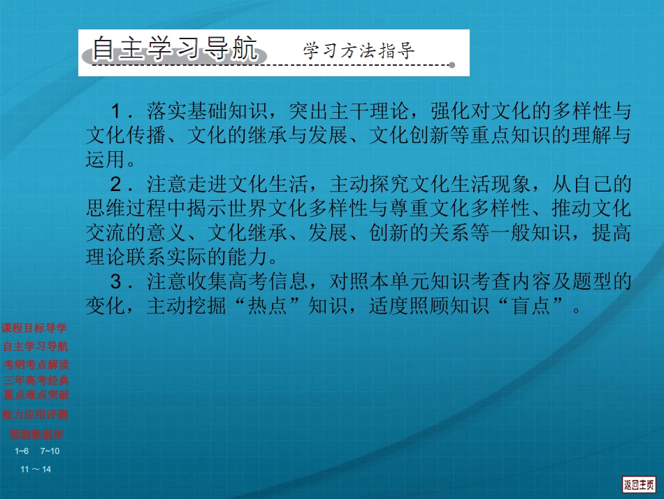 2012届高三政治一轮复习-2.3文化的多样性与文化文化传播课件-新人教版必修3_第3页