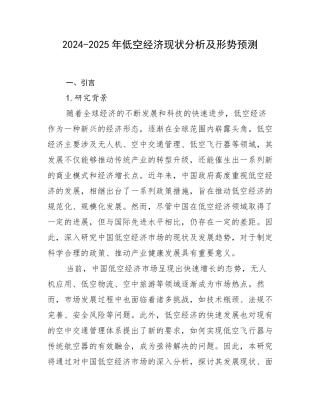 2024-2025年低空经济现状分析及形势预测
