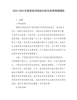 2024-2025年低空经济现状分析及形势预测报告