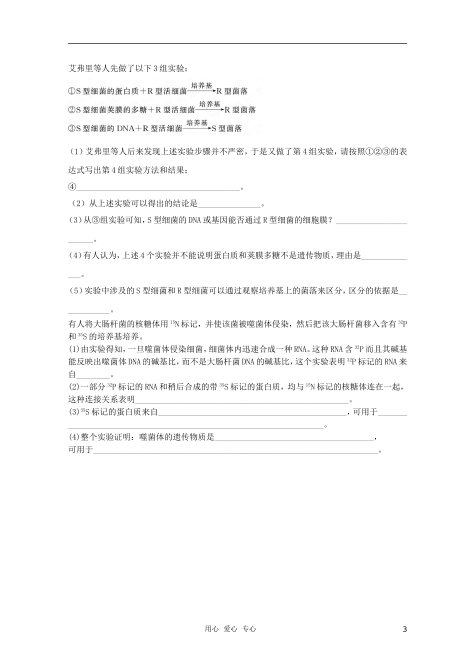 2012届高三生物二轮复习-遗传的分子学基础专题练习10-新人教版_第3页