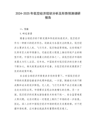 2024-2025年低空经济现状分析及形势预测调研报告