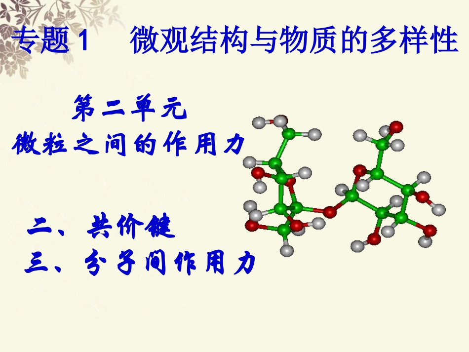 福建省晋江首峰中学高一化学-共价键课件_第1页