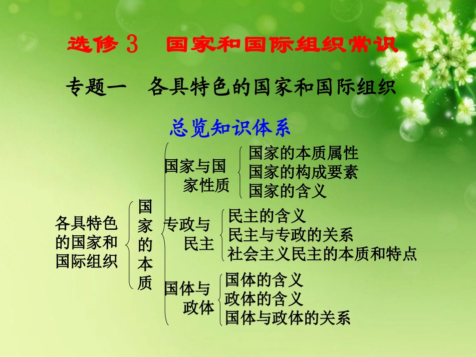 浙江省东阳市高中政治-专题一各具特色的国家和国际组织课件-新人教版选修3_第1页