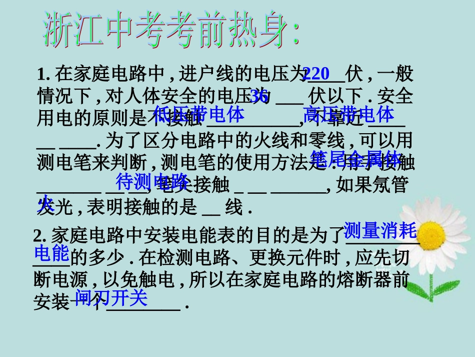 浙江省慈吉中学九年级科学-第24课《家庭电路》课件-浙教版_第3页