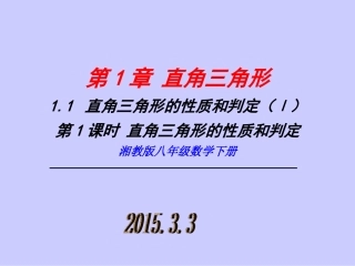 1.1直角三角形的性质和判定(I)