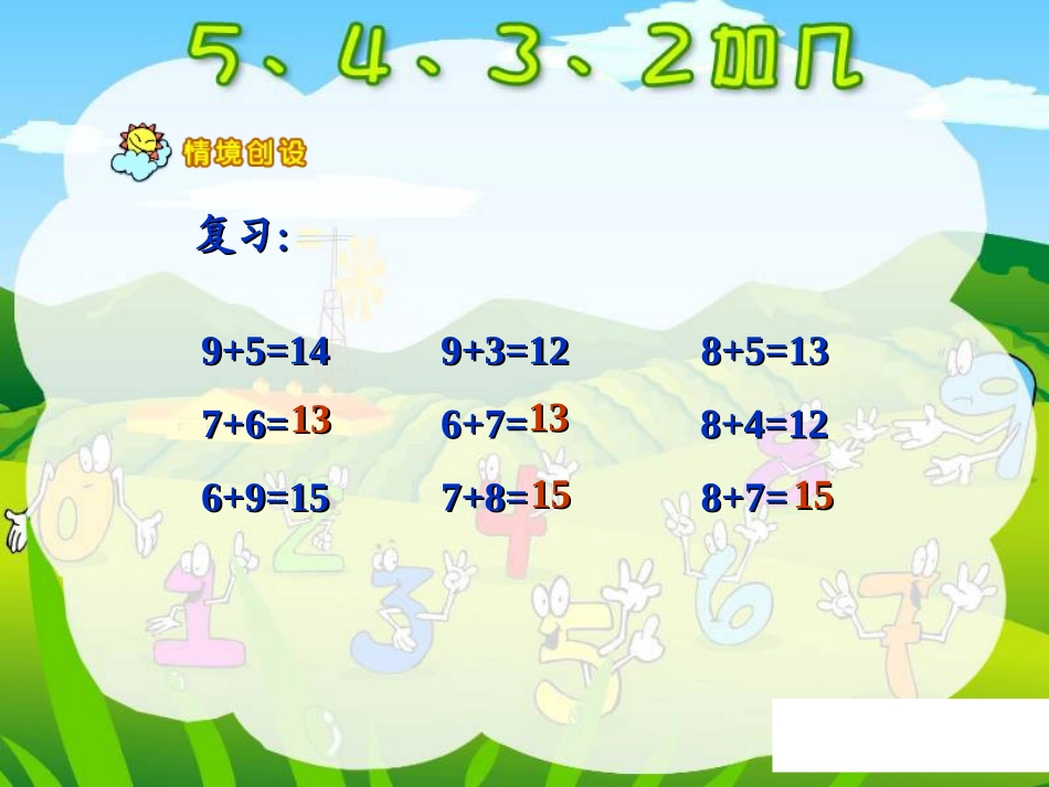 人教版一年级数学上册《5、4、3、2加几》PPT课件_第2页