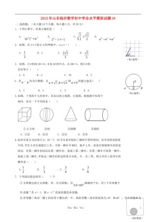 山东省临沂2012年初中数学学业水平模拟试题16