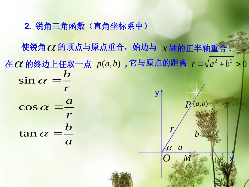 (新课程)2013高中数学-1.2.1任意角的三角函数2课件-苏教版必修4-苏教版必修4_第2页