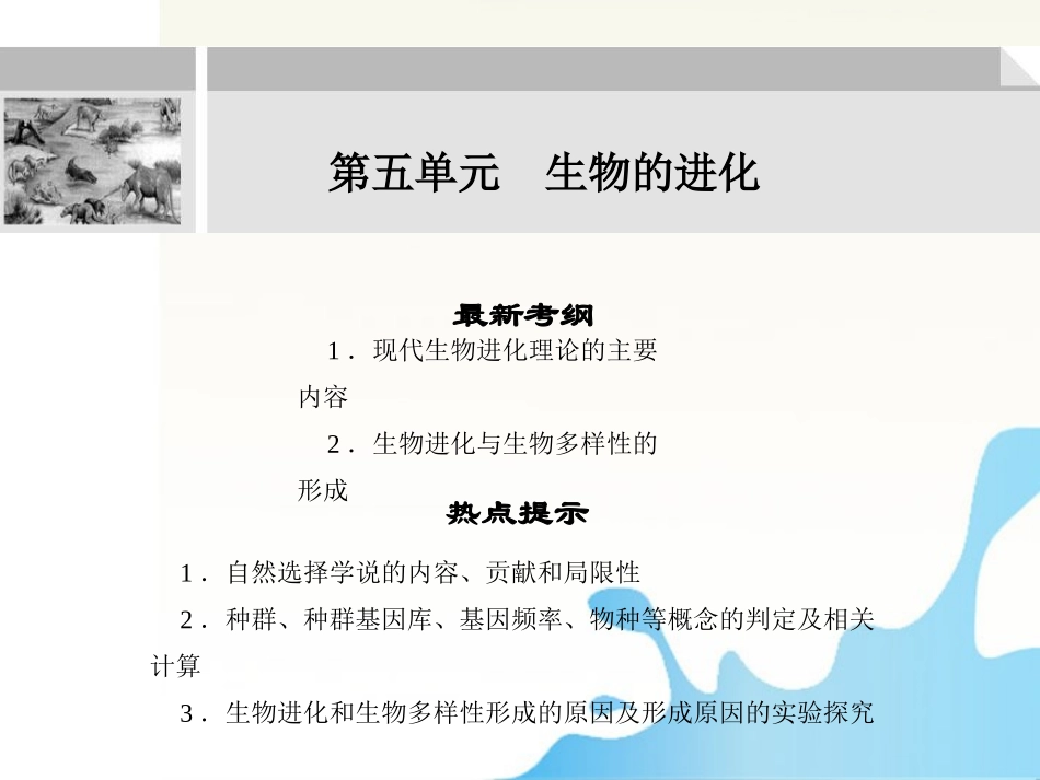 2012届高考生物-第五单元-生物的进化总复习课件14-必修2_第1页