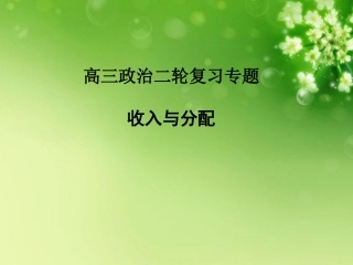 高三政治二轮复习专题-收入与分配课件-新人教版