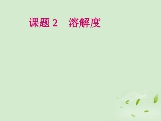 天津市静海县大邱庄镇中学九年级化学《溶解度》课件