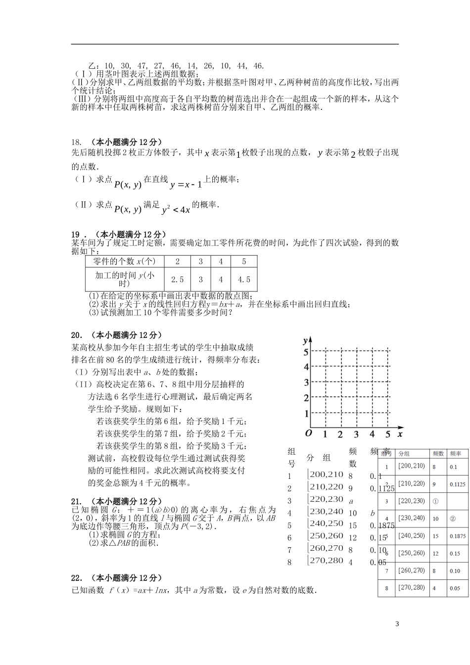 吉林省吉林市2012-2013学年高二数学上学期期末考试试题-文-新人教A版_第3页
