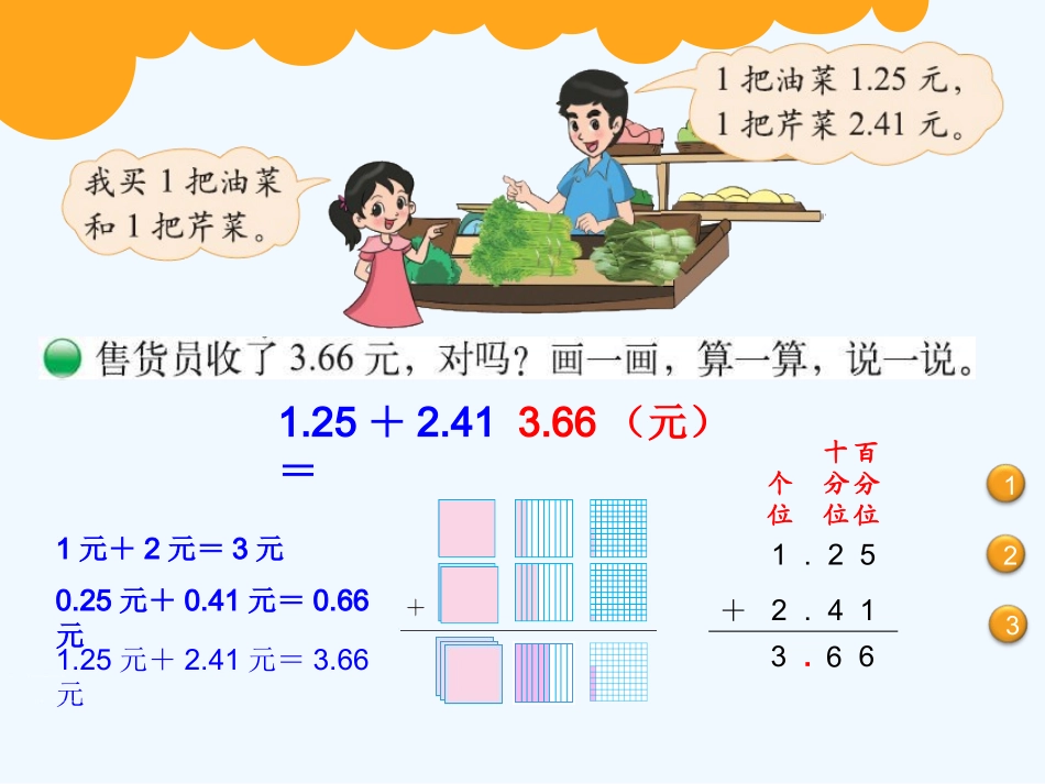 小学数学北师大2011课标版四年级北师大版四年级下册第一单元-买菜--课件_第3页