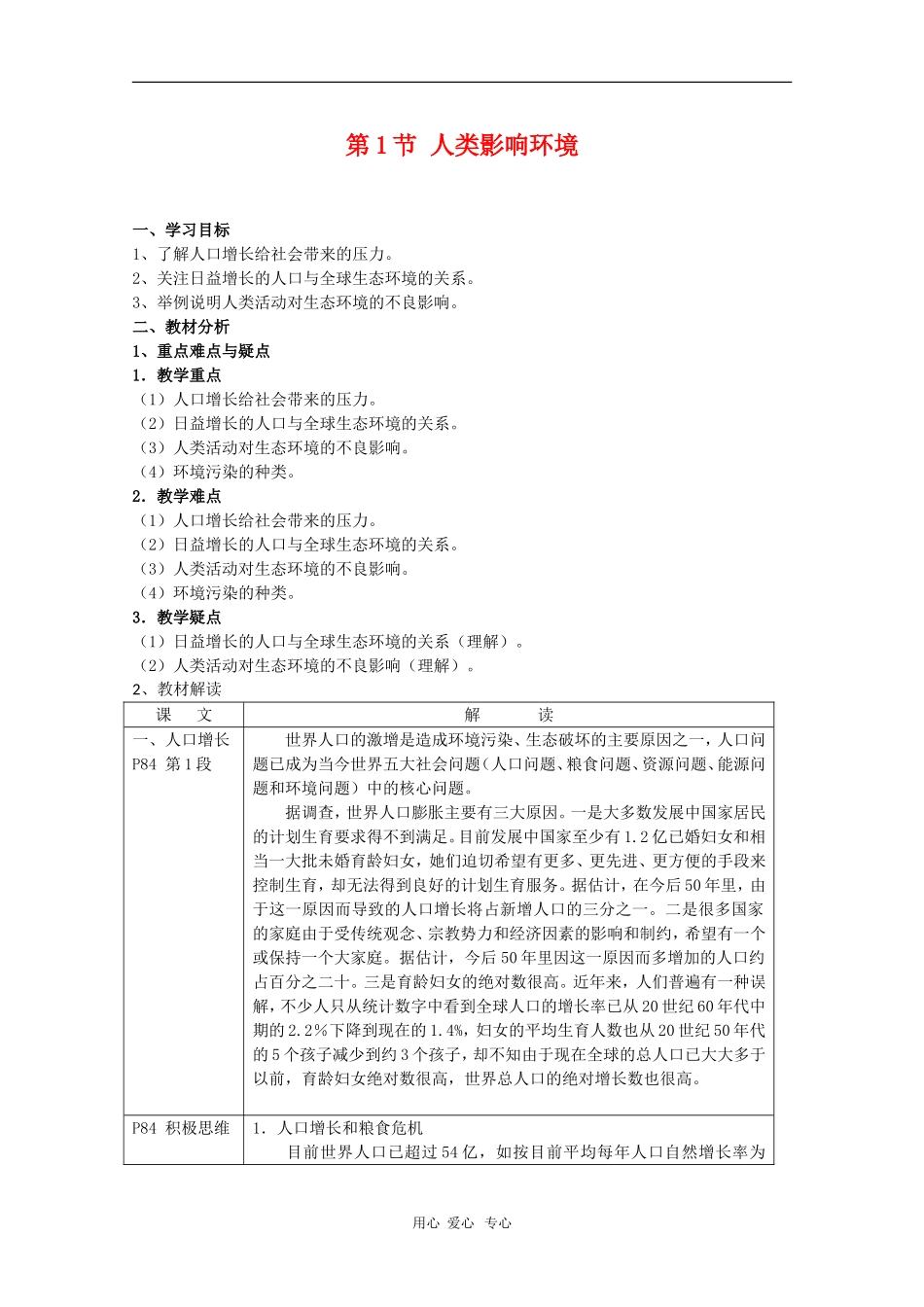 高中生物：5.1《人类影响环境》学案(苏教版必修3)_第1页