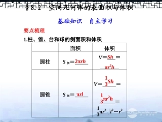 甘肃省永昌县第一中学高三数学一轮复习《8.2-空间几何体的表面积与体积》课件