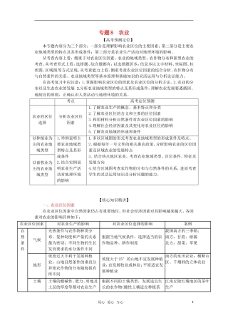 2012高三地理复习(真题+模拟)专题8-农业(学生版)