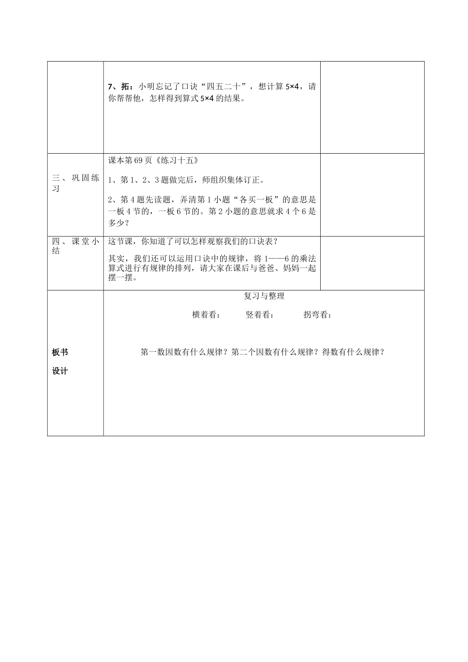 小学数学人教2011课标版二年级表内乘法的复习与整理_第3页