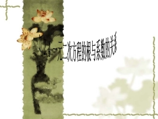 21.2.4一元二次方程根与系数的关系-.2.4一元二次方程根与系数的关系-