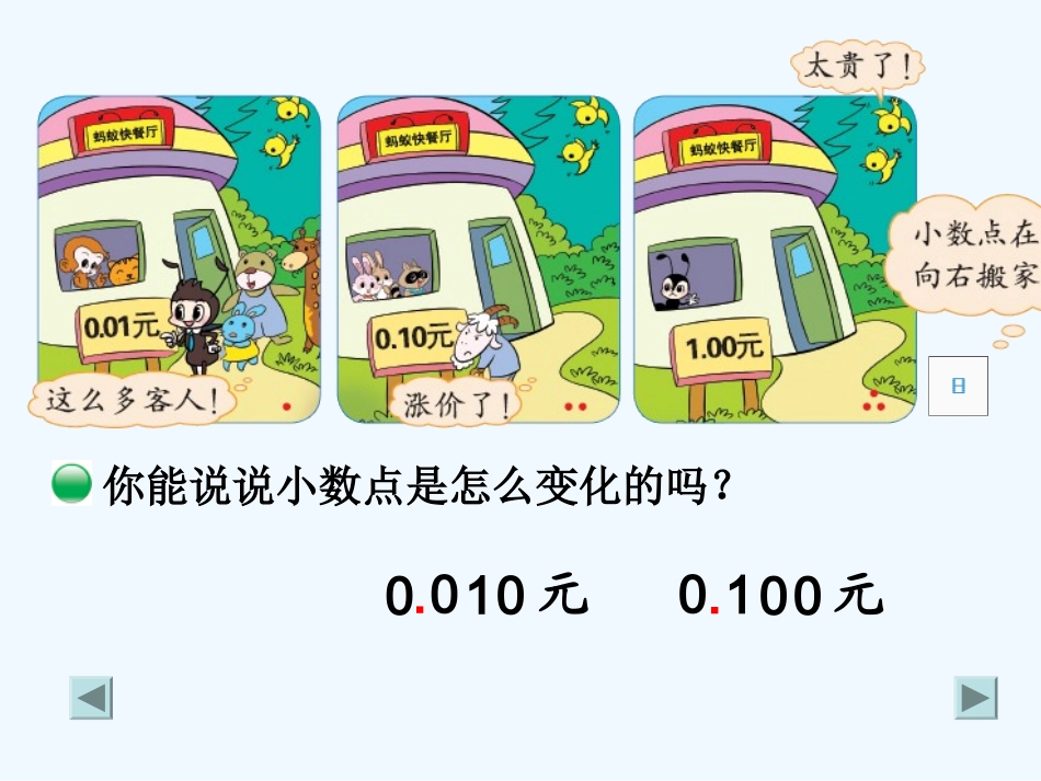 小学数学北师大2011课标版四年级北师大版小学数学四年级下册第三单元--小数点搬家_第3页