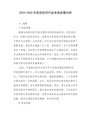 2024-2025年低空经济行业未来发展分析