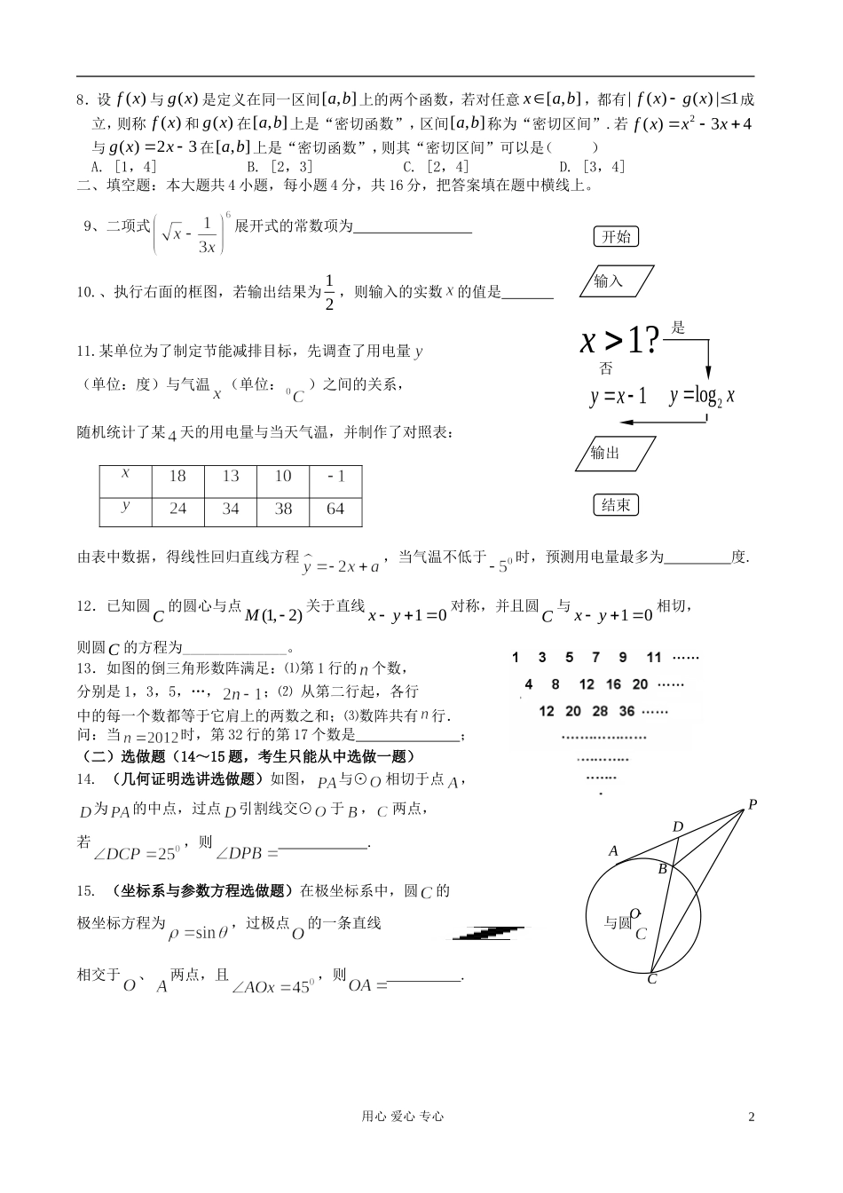 广东省罗定市三校2012届高三数学模拟联考试题-理-新人教A版_第2页