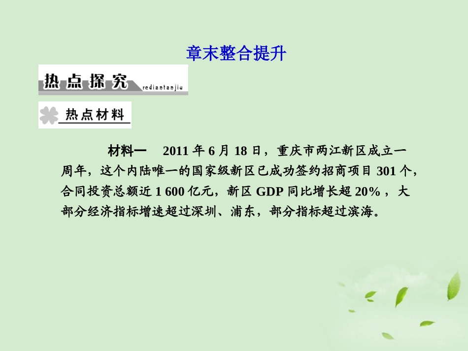 【课堂新坐标】2013届高考地理一轮复习-第四章章末整合提升课件-必修3(广东专用)_第1页