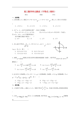 高三数学单元测试：不等式1(理)新人教A版