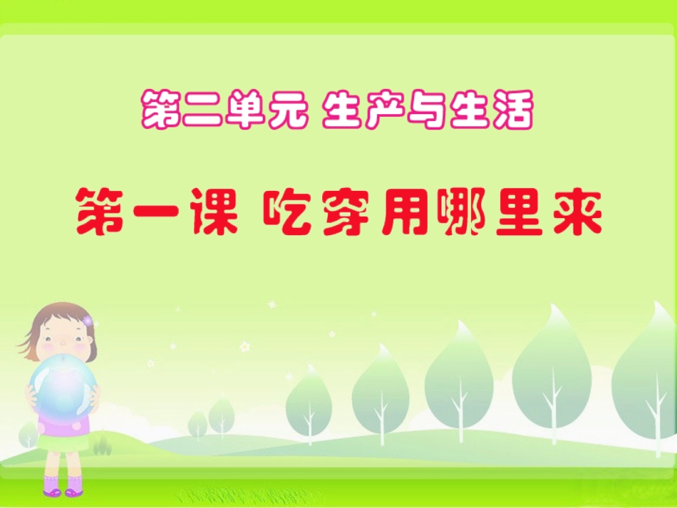 品德四下2-1(吃穿用哪里来)课件_第1页