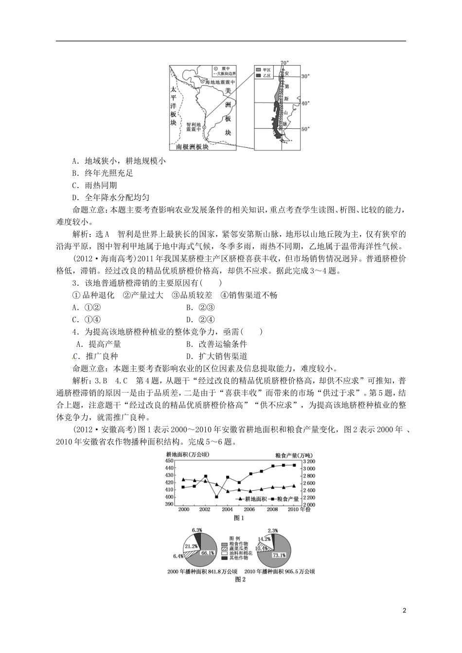 2014高考地理一轮-第六单元-生产活动与地域联系全方位突破教考案-新人教版_第2页