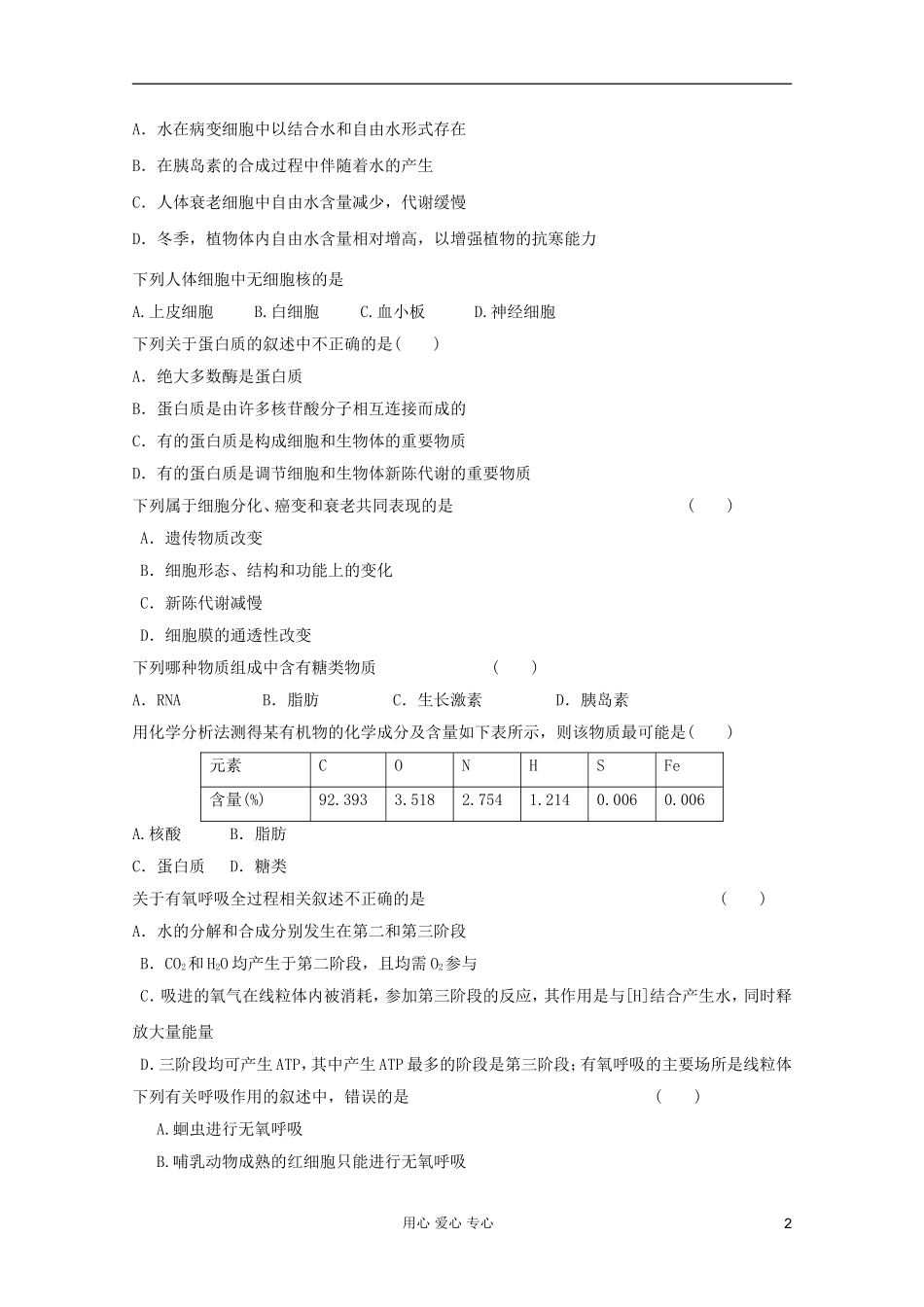 山东省2012年高中生物学业水平测试模拟试题6-新人教版必修1_第2页