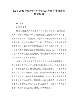 2024-2025年低空经济行业未来发展前景及展望研究报告