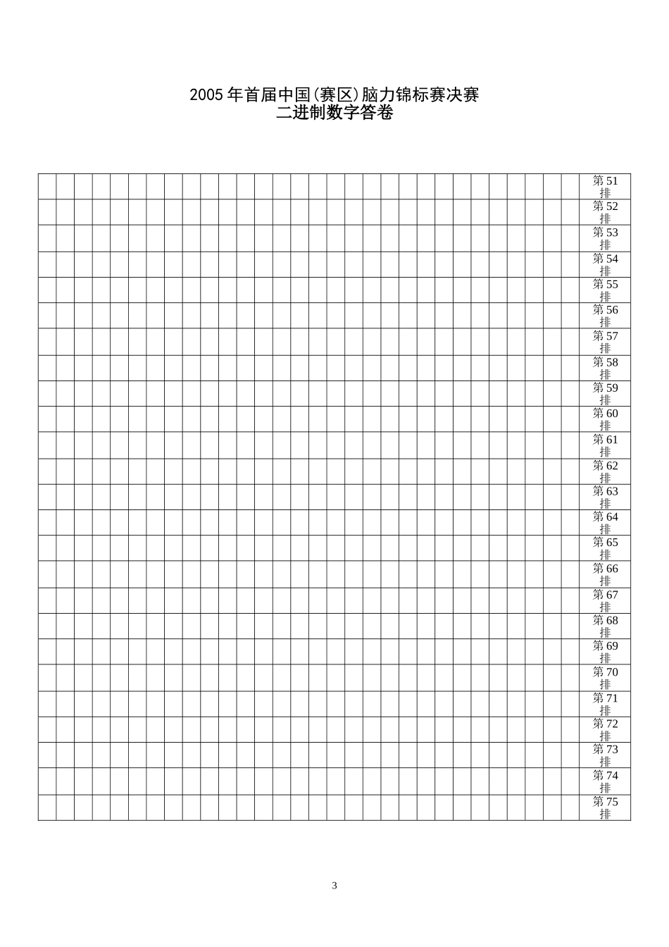首届中国脑力锦标赛数据记忆二进制(-答卷A)_第3页