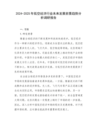 2024-2025年低空经济行业未来发展前景趋势分析调研报告