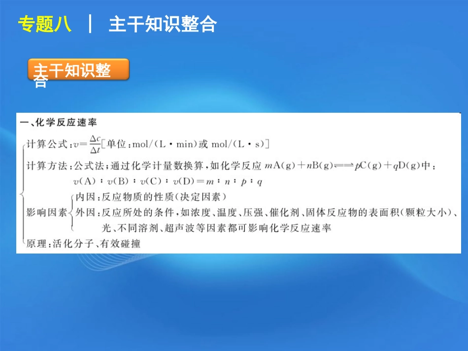 2012届高考化学二轮复习方案-专题8-化学反应速率和平衡课件-新课标_第2页