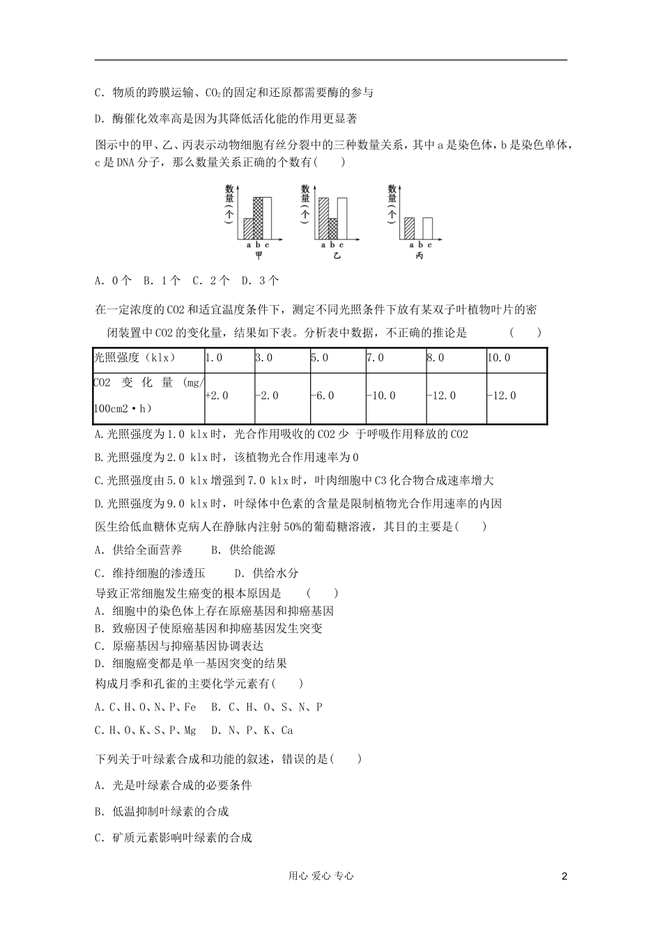 山东省2012年高中生物学业水平测试模拟试题10-新人教版必修1_第2页