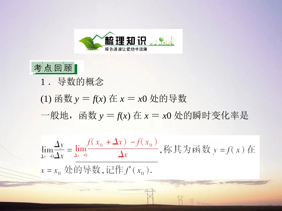 【绿色通道】2011高考数学总复习-2-10变化率与导数-导数的计算课件-新人教A版_第3页
