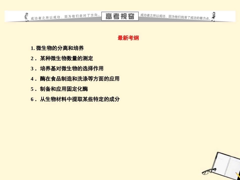 2012高三生物二轮复习-第1部分-专题8-生物技术实践课件_第2页