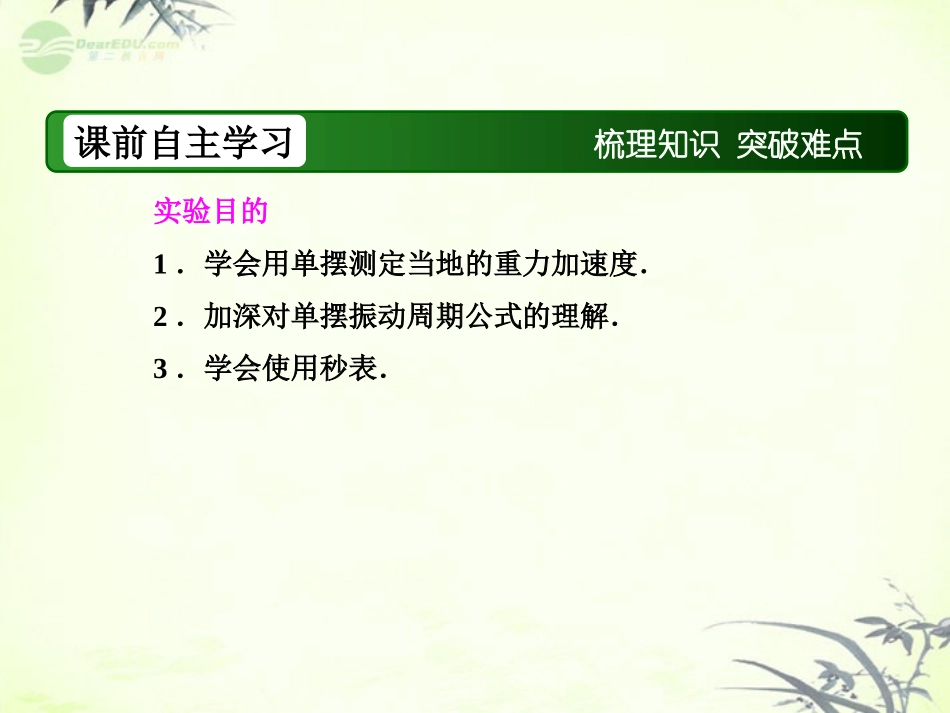 【红对勾】2013高考物理复习-实验13-用单摆测定重力加速度-课件_第3页