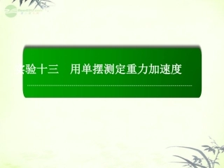 【红对勾】2013高考物理复习-实验13-用单摆测定重力加速度-课件