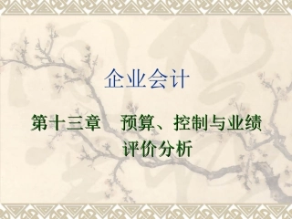 预算、控制与业绩评价分析