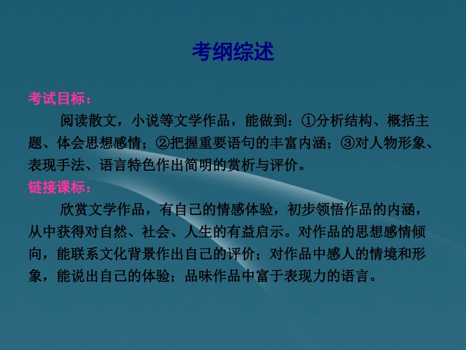 2012聚焦新中考语大一轮复习-文学作品阅读序言课件_第3页