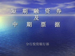 银行短期融资券及中期票据