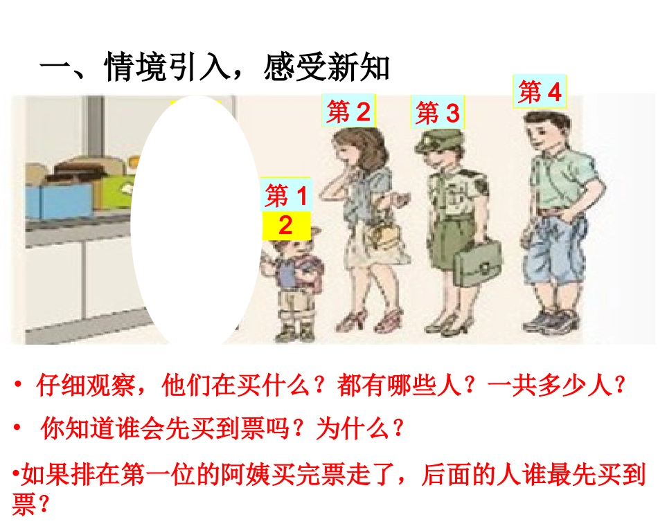 2012新人教版小学数学一年级上册第三单元1-5的认识和加减法《第几》ppt课件_第2页