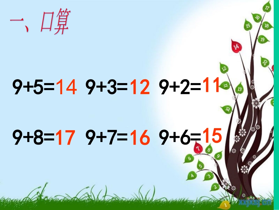 小学数学人教2011课标版一年级20以内退位减法——十几减九_第2页