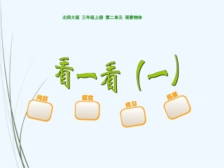 小学数学北师大2011课标版三年级北师大版三年级数学上册-第二单元-看一看(一)