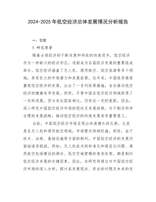2024-2025年低空经济总体发展情况分析报告