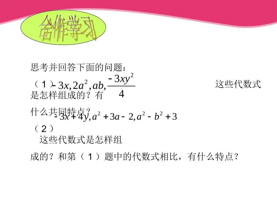 七年级数学上册-4.4-整式课件3-浙教版_第2页