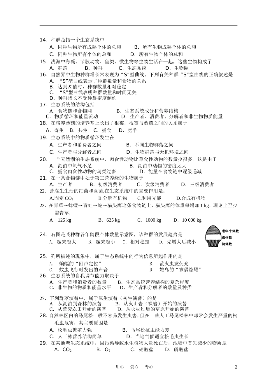 北京市重点中学10-11学年高二生物下学期期中考试(无答案)_第2页