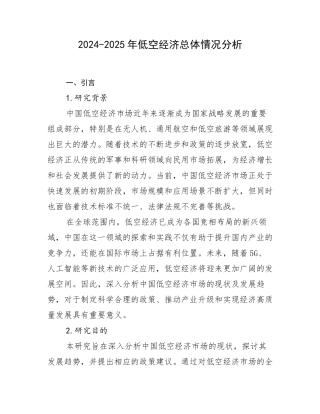 2024-2025年低空经济总体情况分析