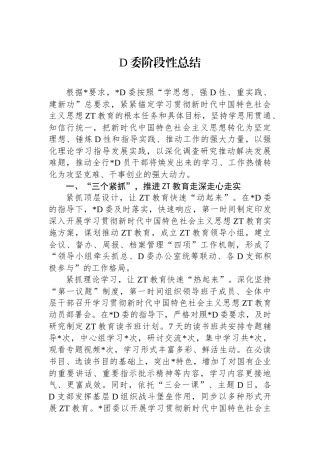 党委阶段性总结